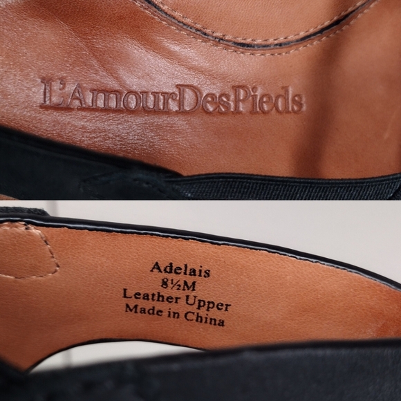 Lamour Des Pieds Women's Black Leather Open Toe Strappy Platform Sandals Sz 8.5M - Picture 11 of 16